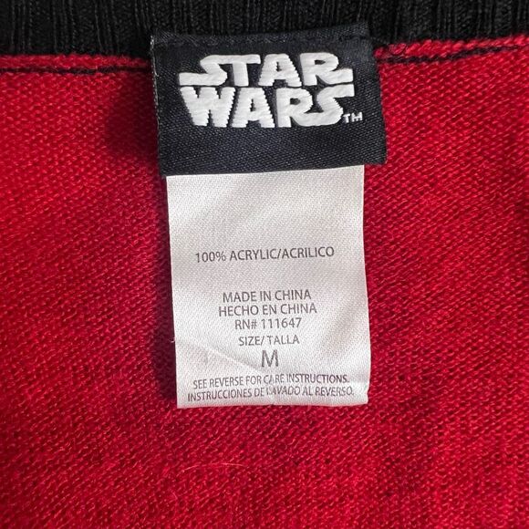 Star Wars Womens Red Ugly Christmas Button Front Cardigan Sweater Size Medium - Picture 6 of 6